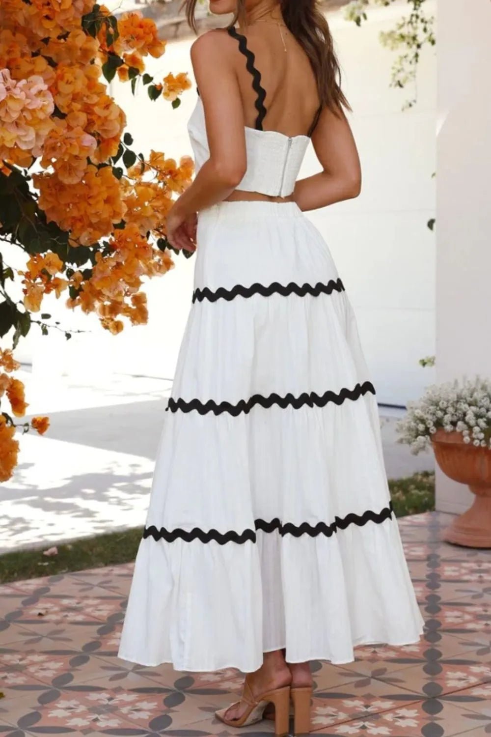 Contrast Trim Cami and Skirt Set - Eaira