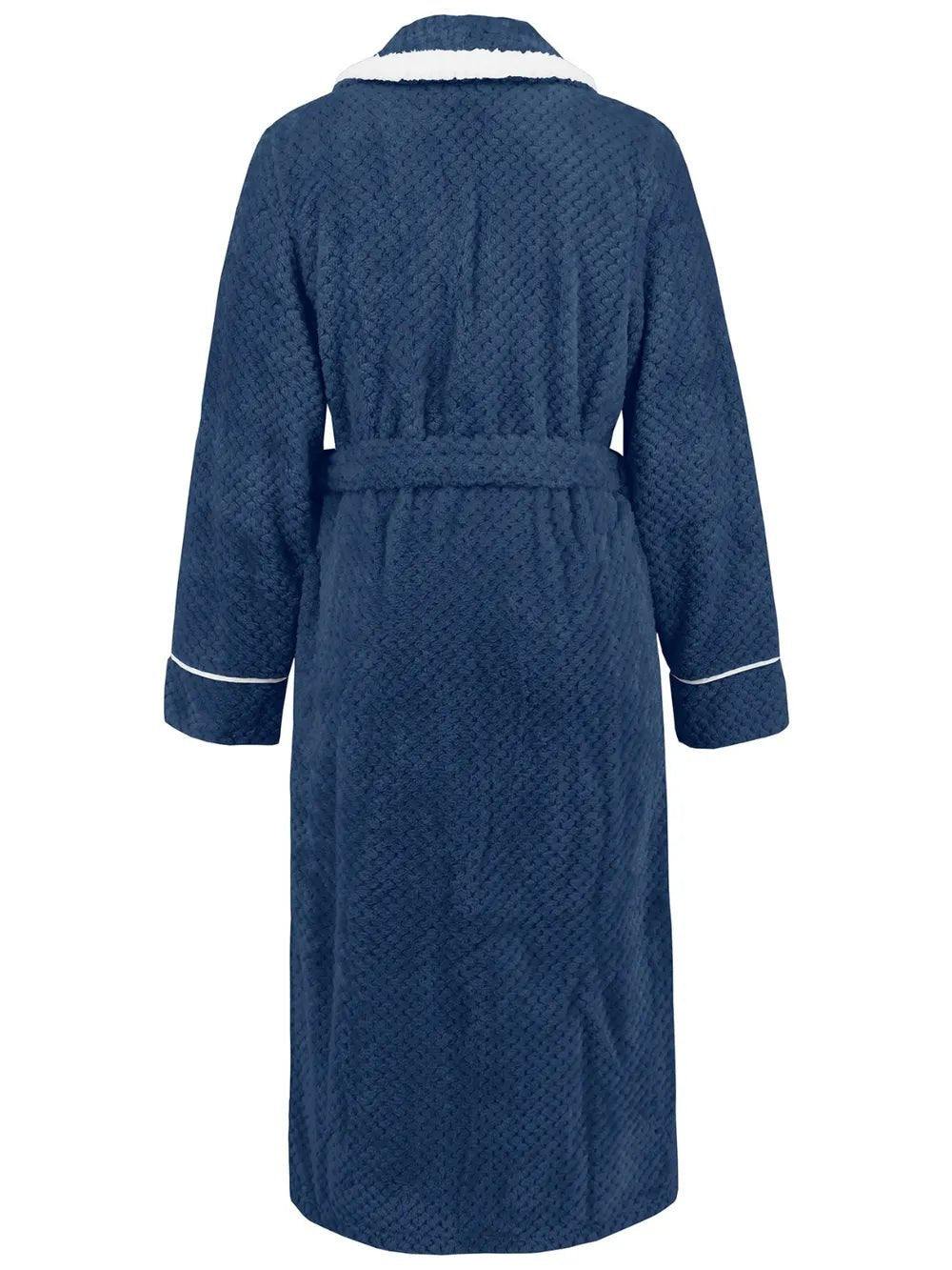 Contrast Trim Tie Waist Lounge Nightgown with Pockets - Eaira