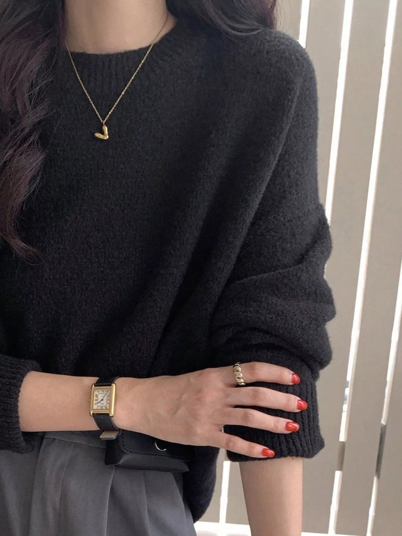 Cozy Knit Round Neck Oversized Sweater - Eaira