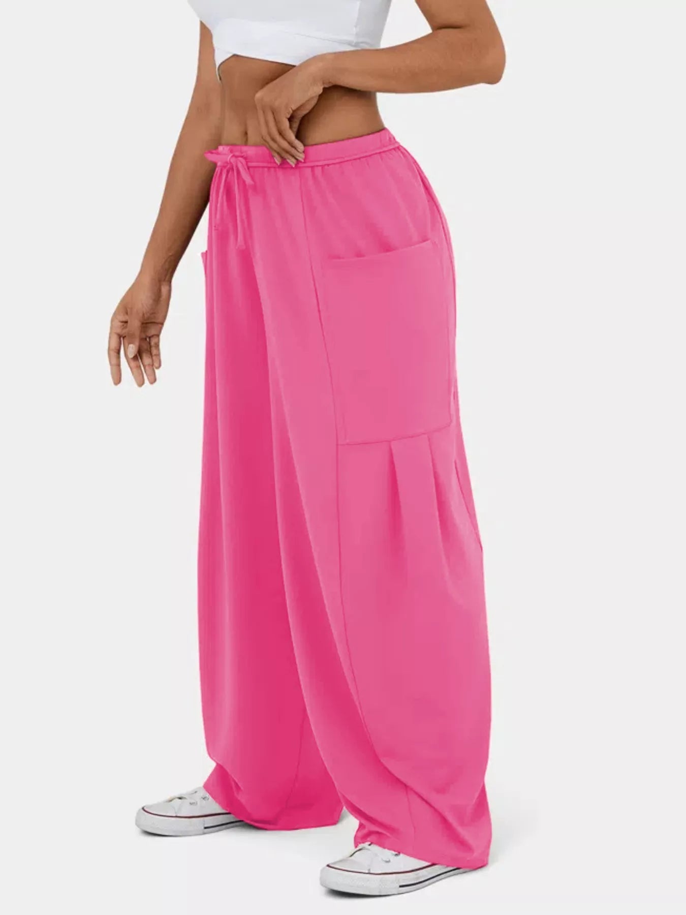 High-Waisted Drawstring Wide-Leg Pants - Eaira
