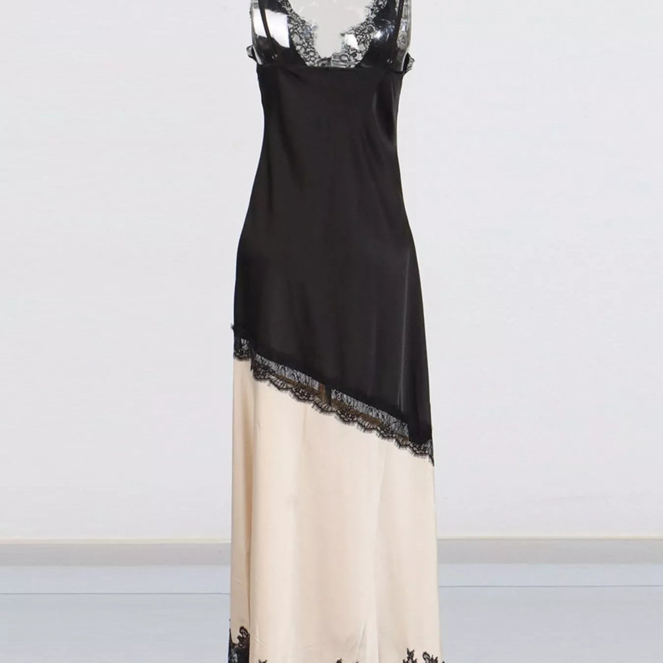Lace Trimmed Two-Tone Slip Dress - Eaira