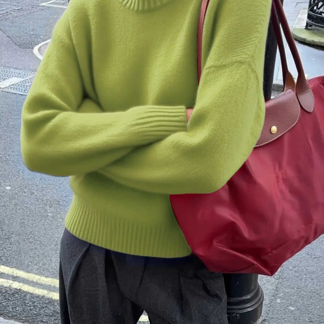 Ribbed Crewneck Drop Shoulder Sweater - Eaira