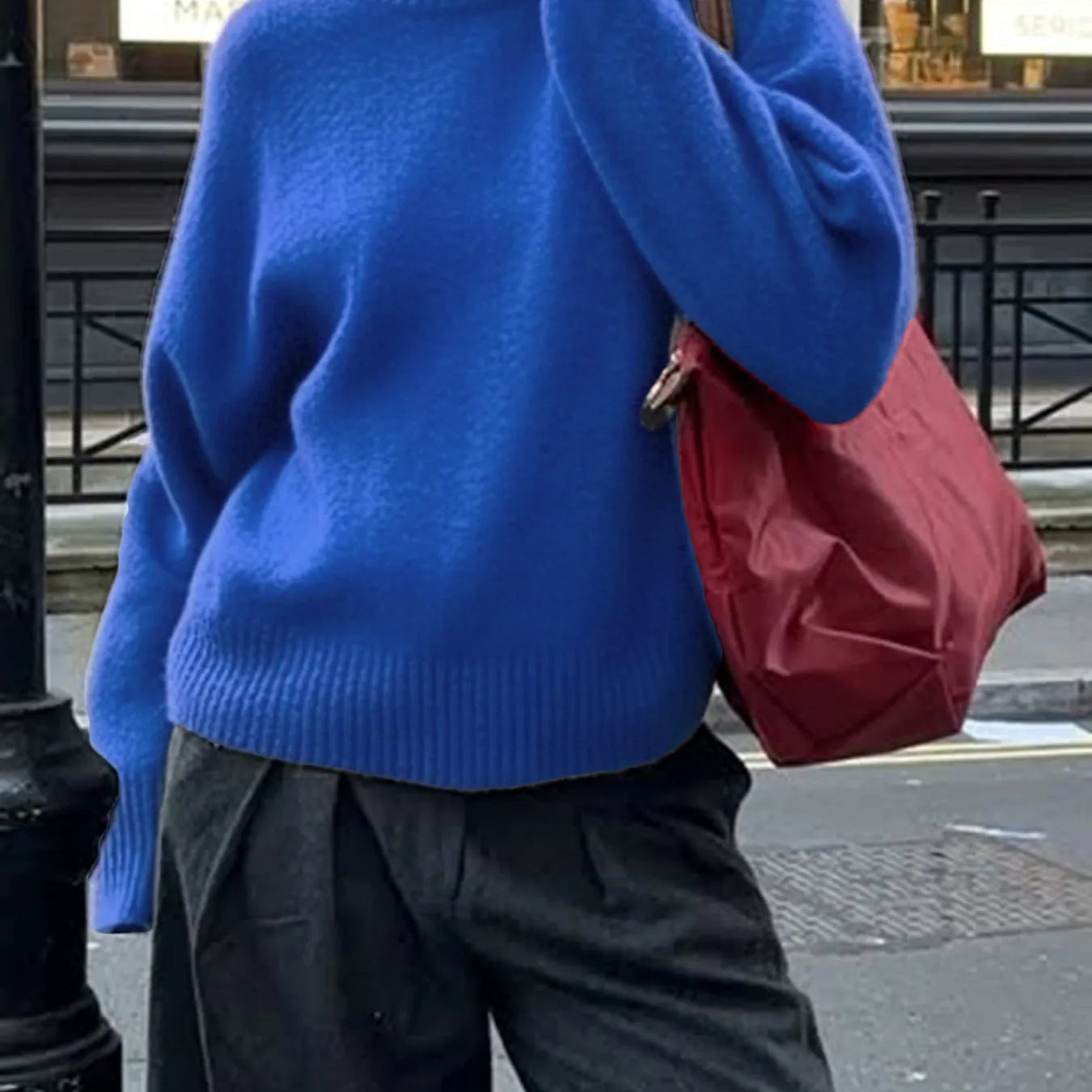 Ribbed Crewneck Drop Shoulder Sweater - Eaira
