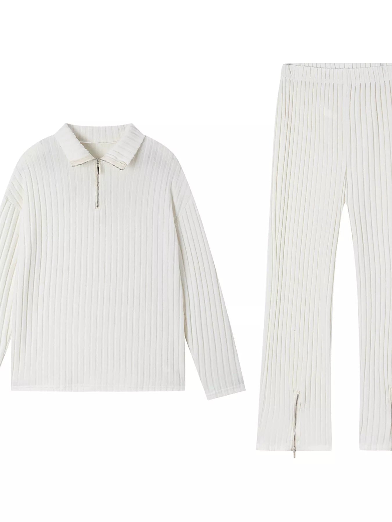 Ribbed Knit Top and Pants Set - Eaira