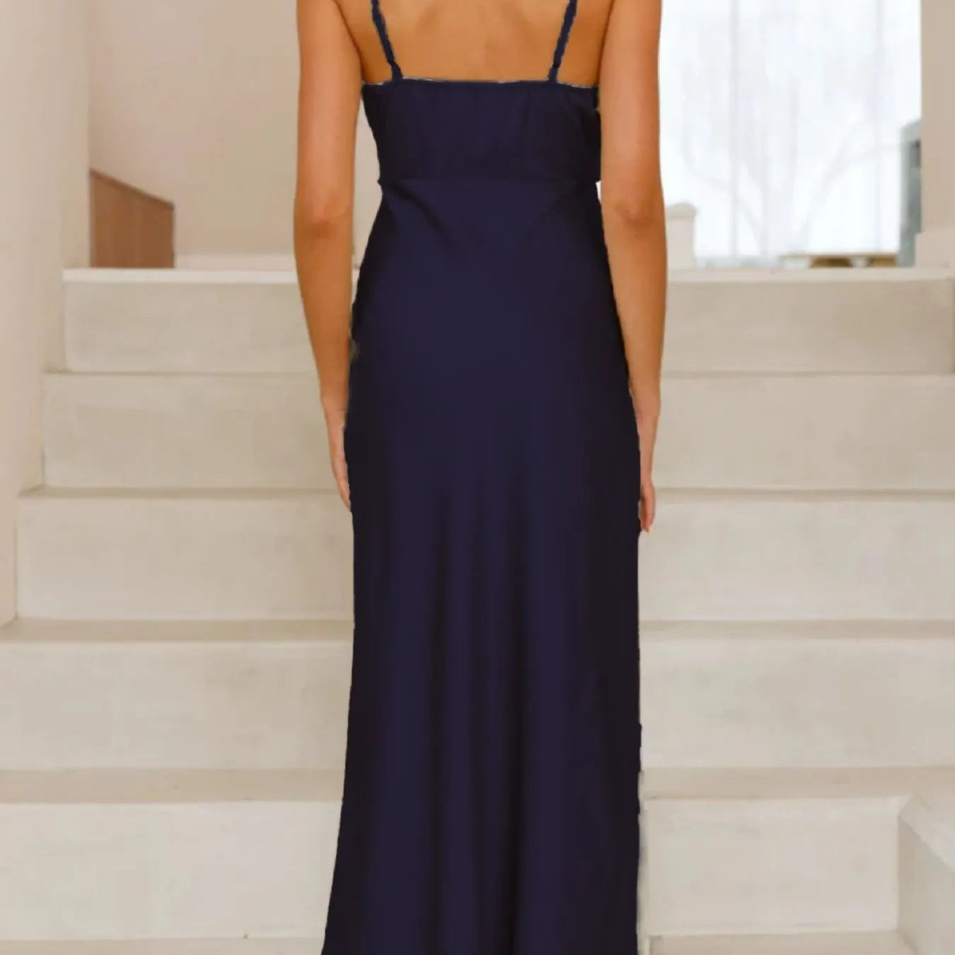 Satin Asymmetrical Midi Dress - Eaira