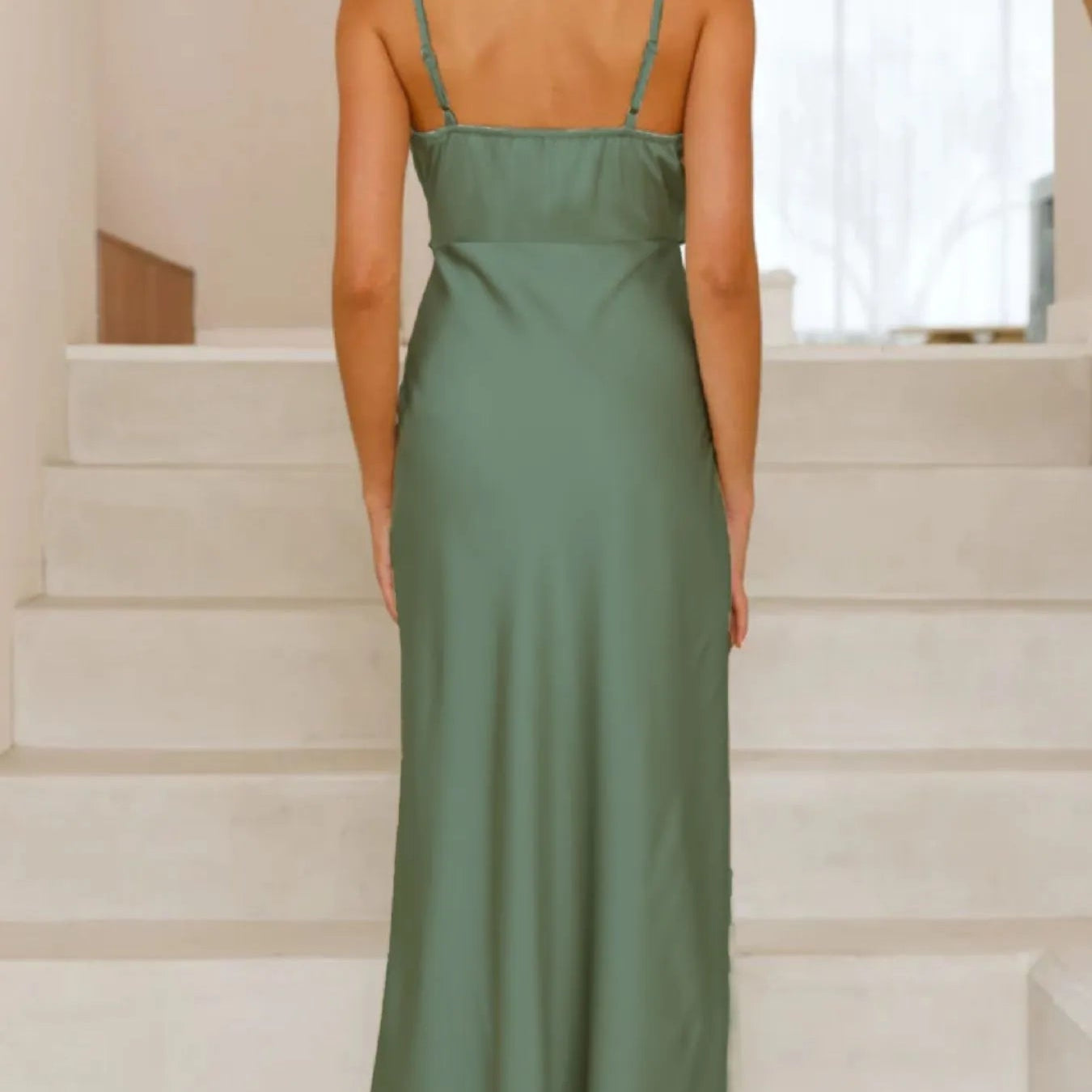 Satin Asymmetrical Midi Dress - Eaira