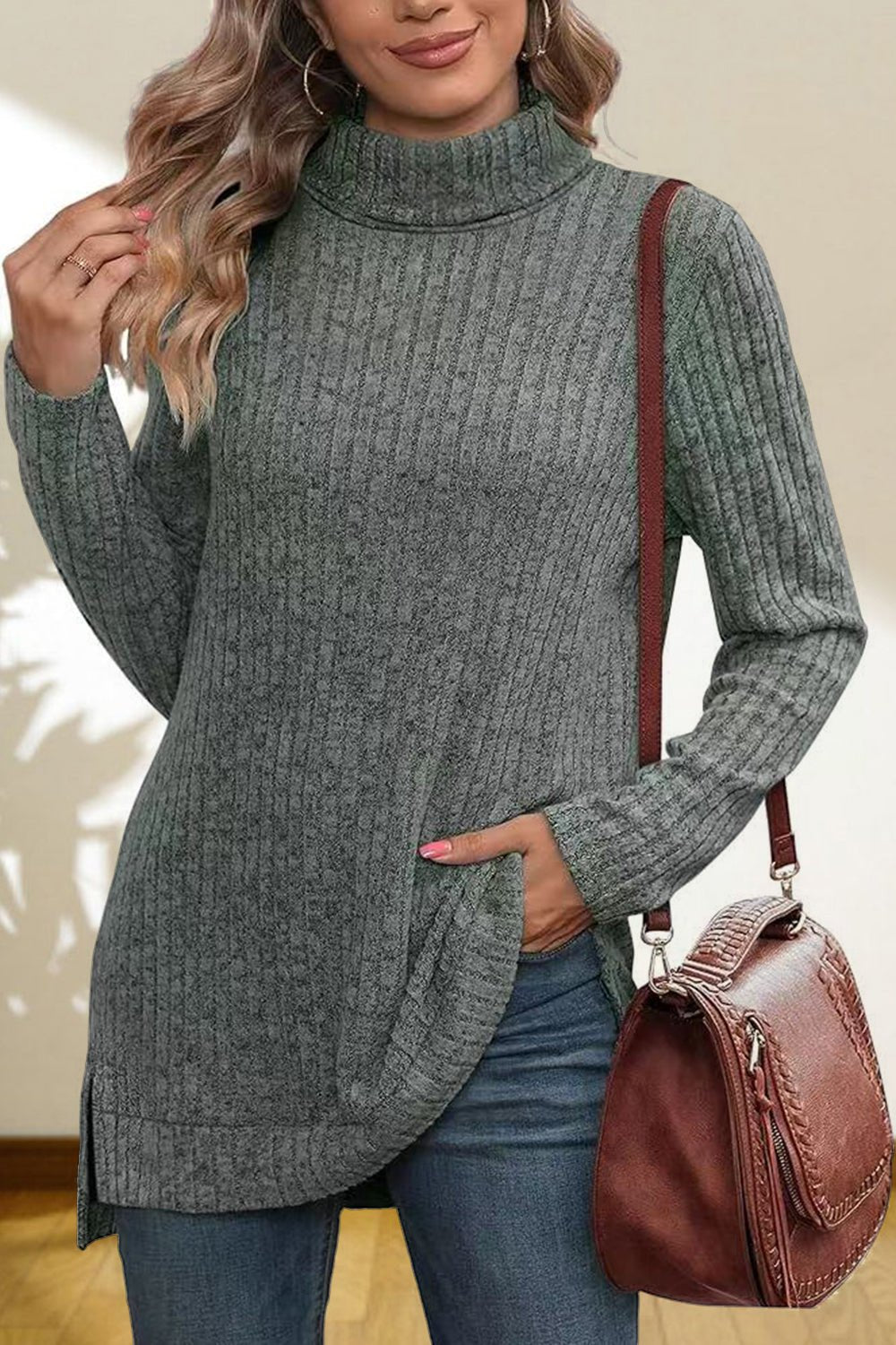 Turtleneck High Low Top - Eaira