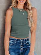 Asymmetrical Back Ribbed Crop Tank Top - Eaira