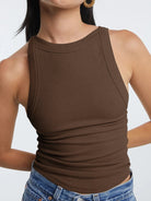 Asymmetrical Back Ribbed Crop Tank Top - Eaira