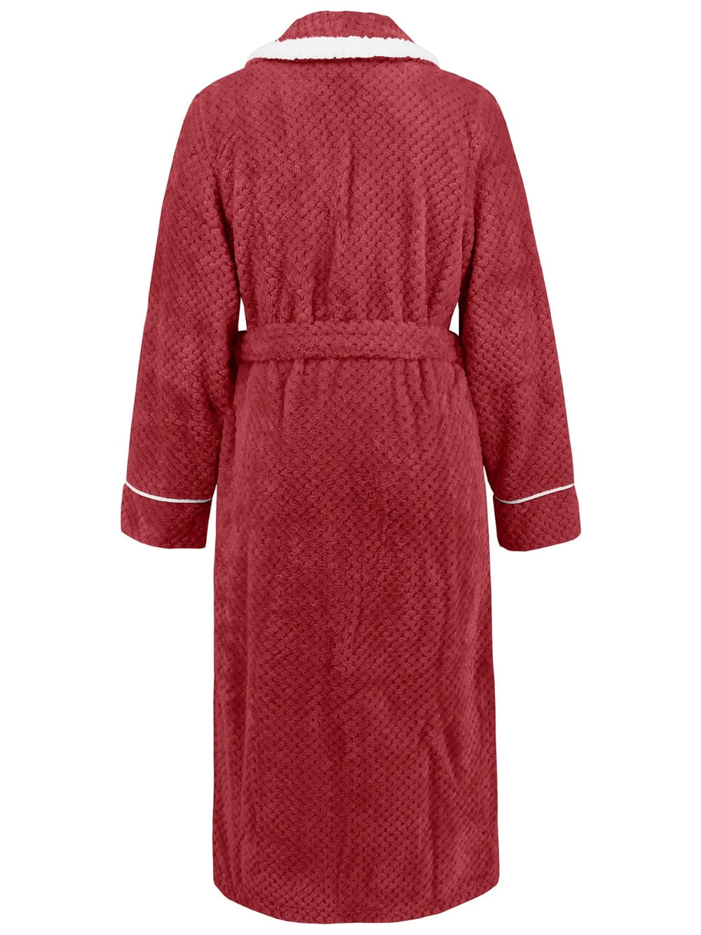 Contrast Trim Tie Waist Lounge Nightgown with Pockets - Eaira