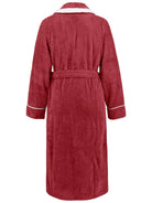Contrast Trim Tie Waist Lounge Nightgown with Pockets - Eaira