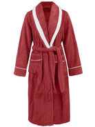 Contrast Trim Tie Waist Lounge Nightgown with Pockets - Eaira