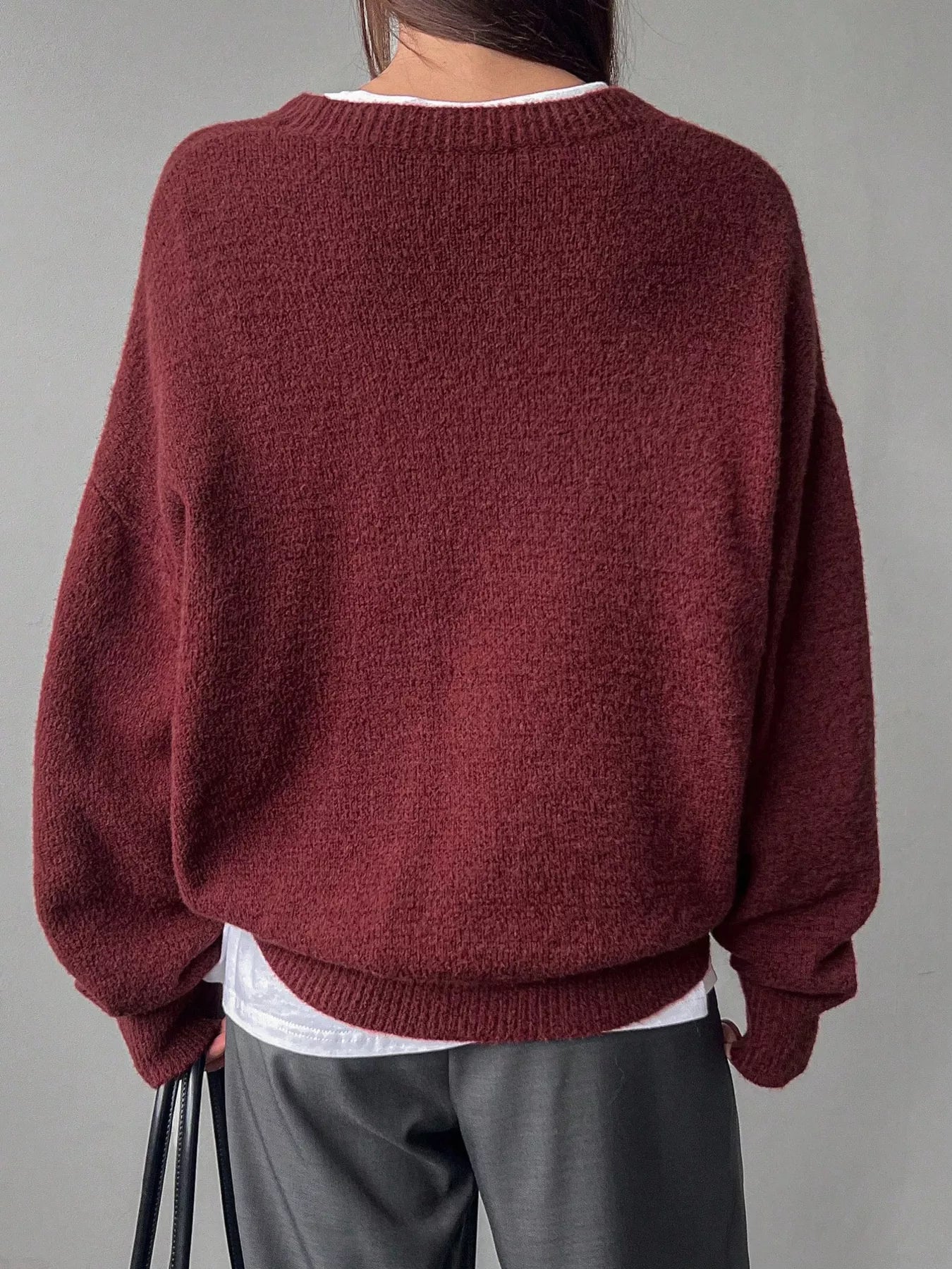 Cozy Knit Round Neck Oversized Sweater - Eaira