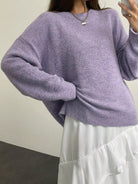 Cozy Knit Round Neck Oversized Sweater - Eaira