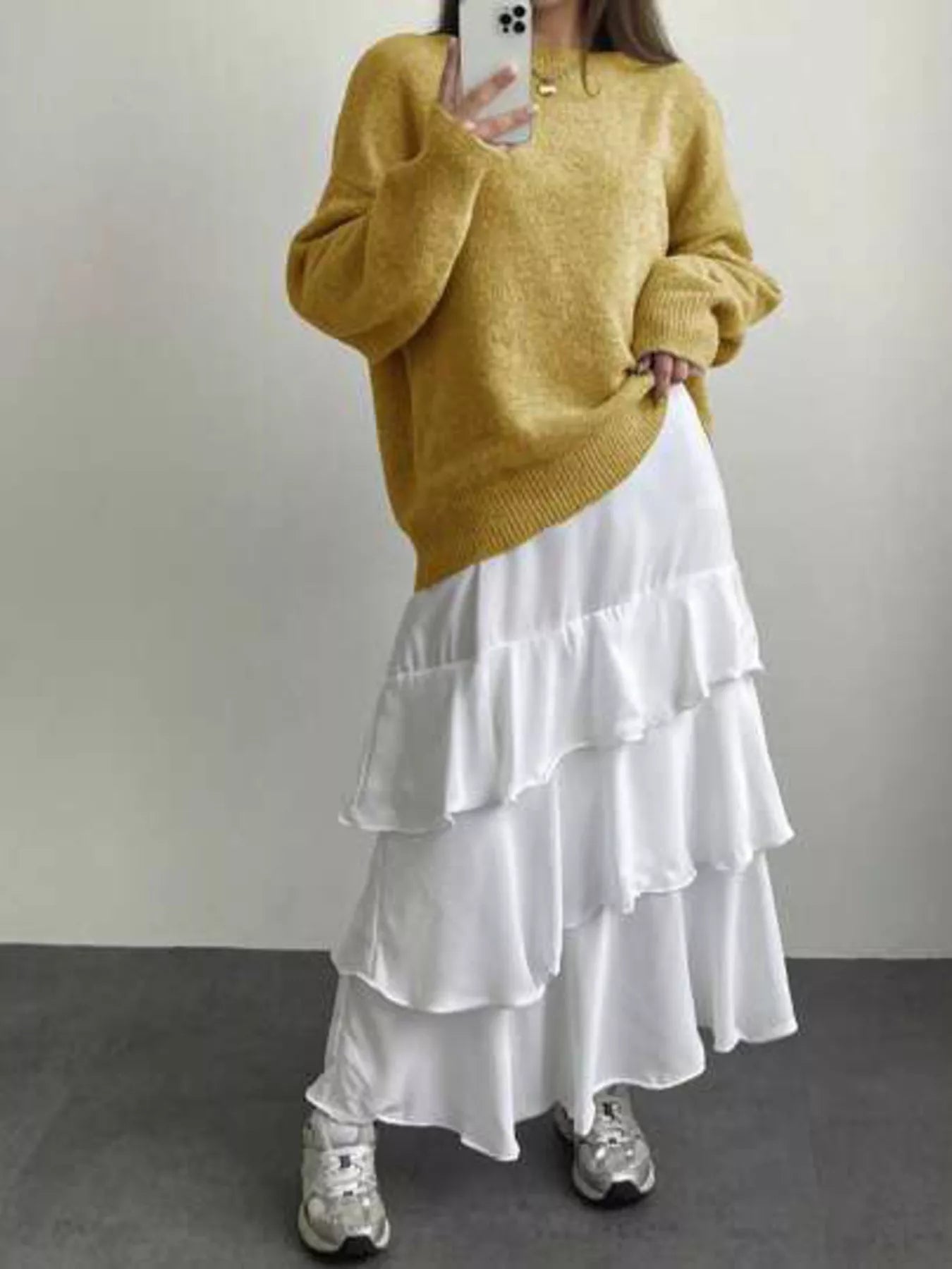 Cozy Knit Round Neck Oversized Sweater - Eaira