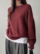 Cozy Knit Round Neck Oversized Sweater - Eaira