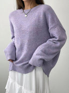 Cozy Knit Round Neck Oversized Sweater - Eaira