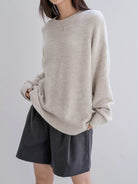 Cozy Knit Round Neck Oversized Sweater - Eaira