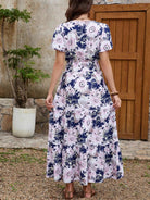 Floral Print Surplice Midi Dress - Eaira