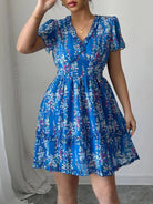 Floral Wrap Dress with Flutter Sleeves - Eaira