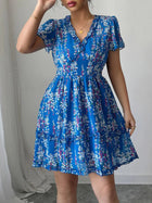 Floral Wrap Dress with Flutter Sleeves - Eaira