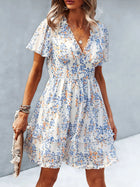Floral Wrap Dress with Flutter Sleeves - Eaira