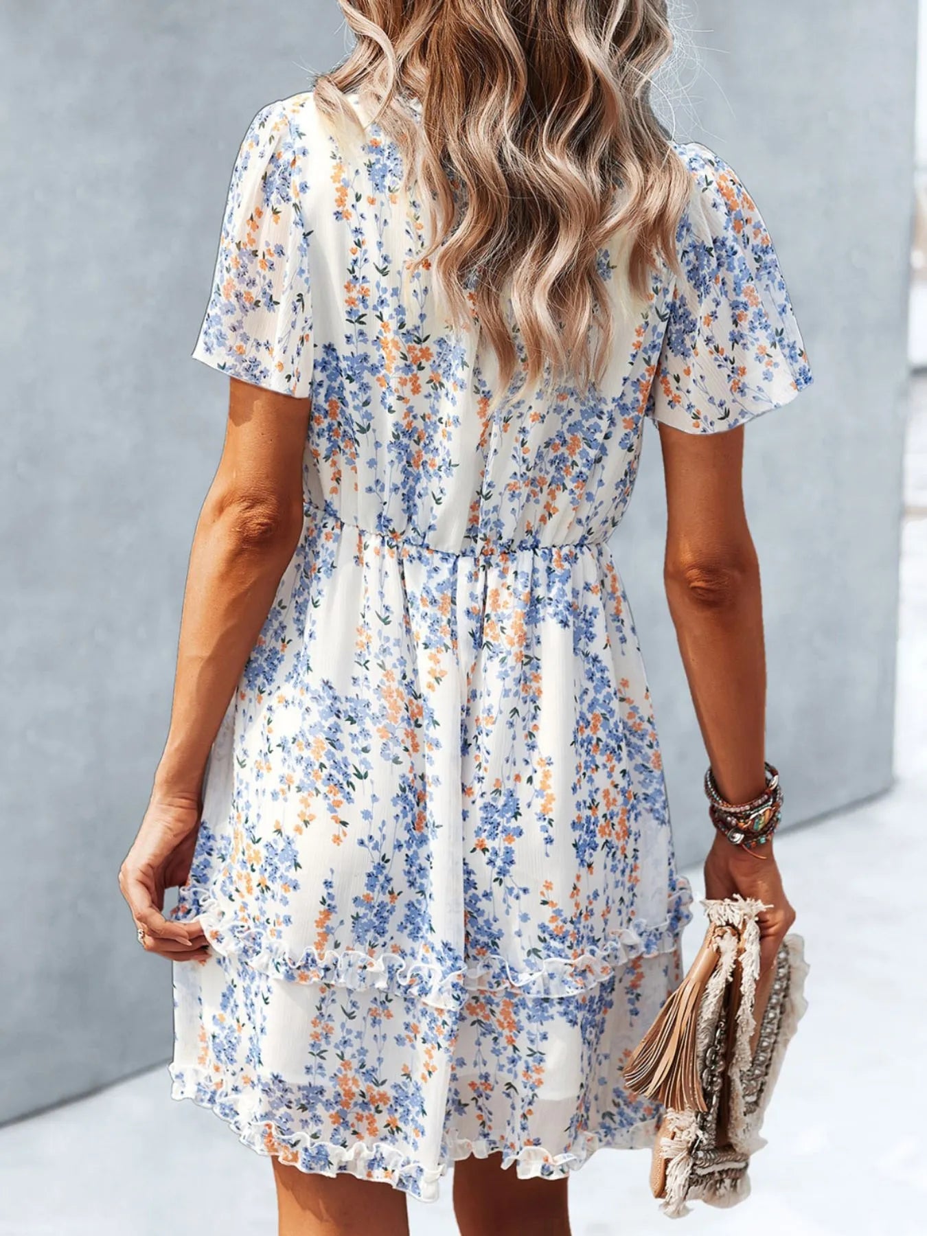 Floral Wrap Dress with Flutter Sleeves - Eaira