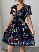 Floral Wrap Dress with Flutter Sleeves - Eaira