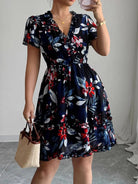 Floral Wrap Dress with Flutter Sleeves - Eaira