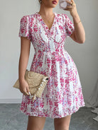 Floral Wrap Dress with Flutter Sleeves - Eaira