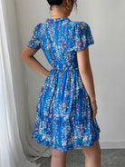Floral Wrap Dress with Flutter Sleeves - Eaira