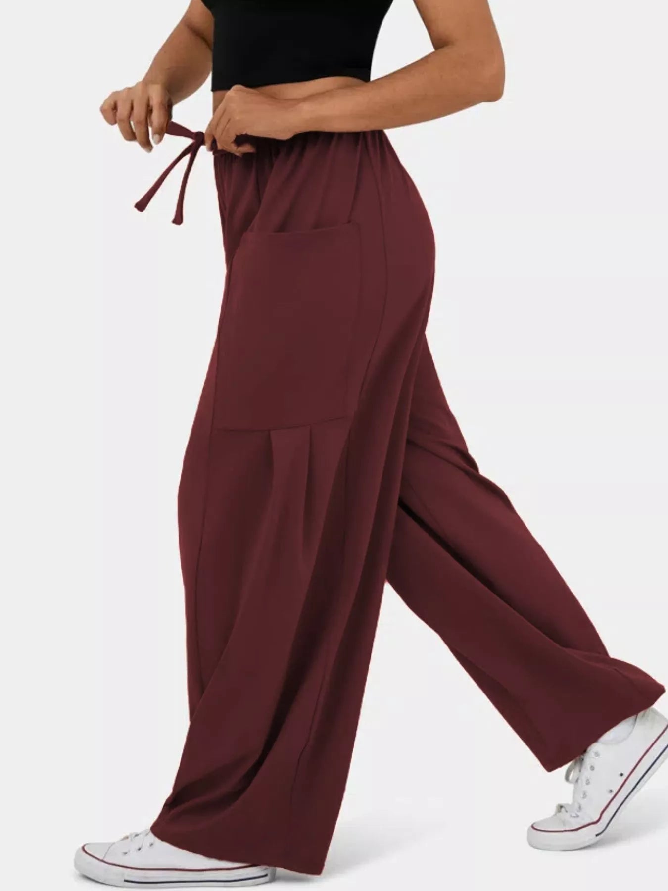 High-Waisted Drawstring Wide-Leg Pants - Eaira