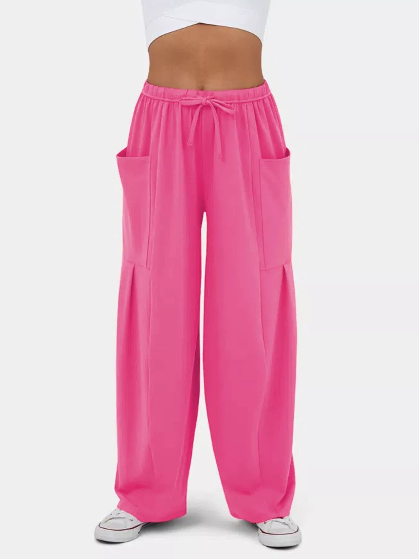 High-Waisted Drawstring Wide-Leg Pants - Eaira