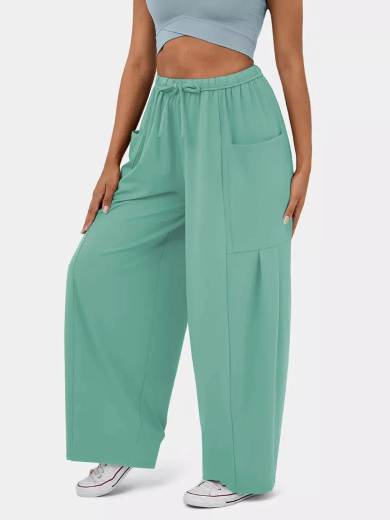 High-Waisted Drawstring Wide-Leg Pants - Eaira