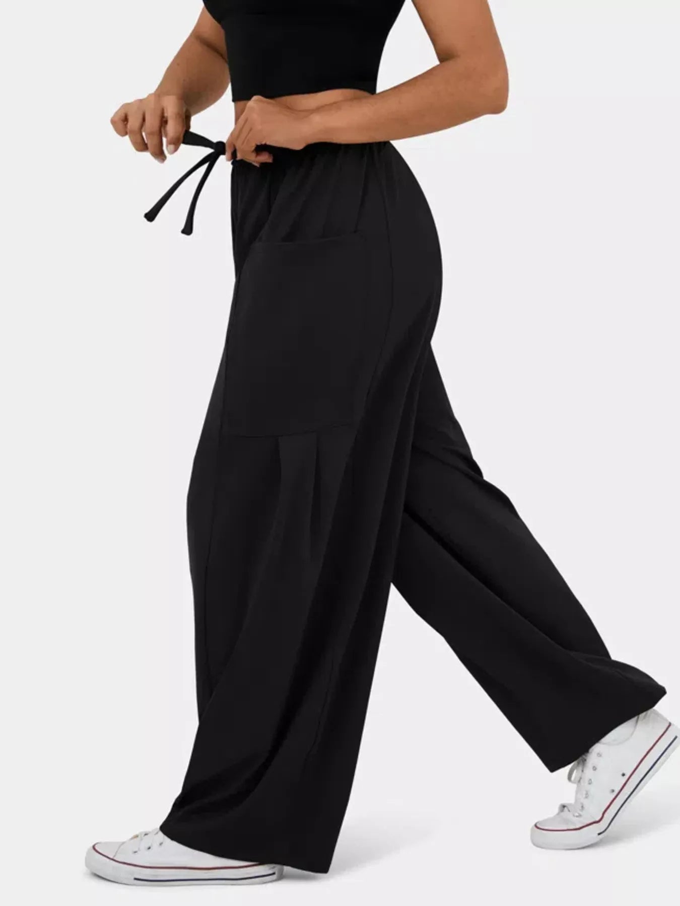 High-Waisted Drawstring Wide-Leg Pants - Eaira