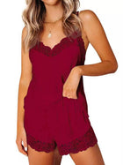 Lace Trim Cami and Shorts Lounge Set - Eaira