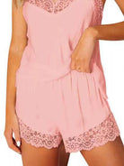 Lace Trim Cami and Shorts Lounge Set - Eaira