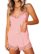 Lace Trim Cami and Shorts Lounge Set - Eaira