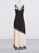 Lace Trimmed Two-Tone Slip Dress - Eaira