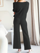 Long Sleeve Lounge Top and Drawstring Pants Set - Eaira