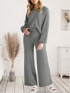 Long Sleeve Lounge Top and Drawstring Pants Set - Eaira