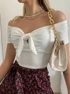 Off-Shoulder Bow-Tie Crop Top - Eaira