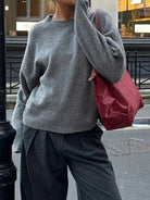 Ribbed Crewneck Drop Shoulder Sweater - Eaira