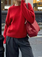 Ribbed Crewneck Drop Shoulder Sweater - Eaira