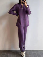 Ribbed Knit Top and Pants Set - Eaira