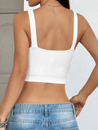 Ribbed Scoop Neck Crop Tank Top - Eaira