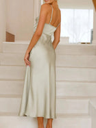 Satin Asymmetrical Midi Dress - Eaira