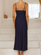 Satin Asymmetrical Midi Dress - Eaira