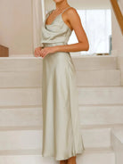 Satin Asymmetrical Midi Dress - Eaira