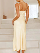Satin Asymmetrical Midi Dress - Eaira